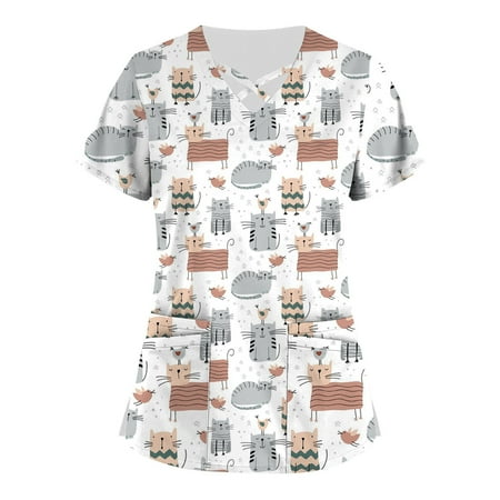 Gotyou Women s Tops Plus Size Cute Printed Scrub Working Uniform Tops for Women Cross V-Neck Short Sleeve Fun T-Shirts Workwear Tee with Pockets Gray M
Gotyou Women s Tops Plus Size Cute Printed Scrub Working Uniform Tops for Women Cross V-Neck Short Sleeve Fun T-Shirts Workwear Tee with Pockets Gray M