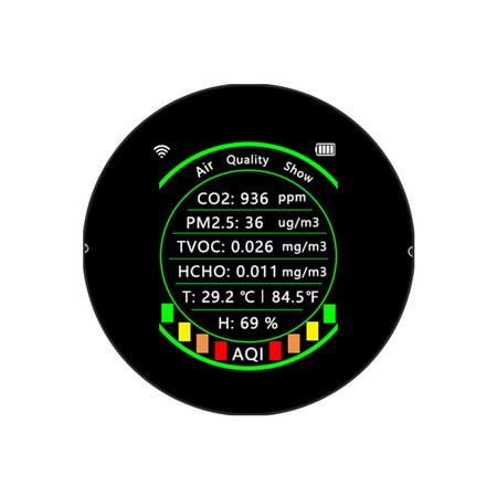 Carevas Tuya Wifi 7in1 Multifunctional Air Quality Meter PM2.5 CO2 TVOC HCHO AQI Temperature Humidity Tester Portable Color Display Carbon Dioxide Detector with Alarm Threshold Function
Carevas Tuya Wifi 7in1 Multifunctional Air Quality Meter PM2.5 CO2 TVOC HCHO AQI Temperature Humidity Tester Portable Color Display Carbon Dioxide Detector with Alarm Threshold Function
