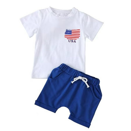 4th of July Toddler Baby Boys Clothes USA Flag Print Short Sleeve T-Shirts Shorts Set Independence Day Summer Outfits
4th of July Toddler Baby Boys Clothes USA Flag Print Short Sleeve T-Shirts Shorts Set Independence Day Summer Outfits