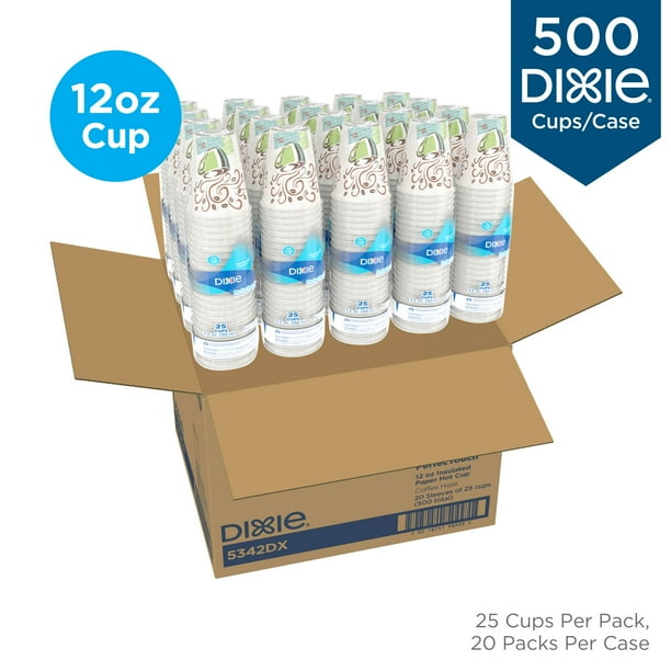 Dixie® PerfecTouch® 12 oz. Insulated Paper Hot Coffee Cup, 5342DX, 500 Count (25 Cups Per Sleeve, 20 Sleeves Per Case)
