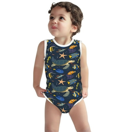 Vsdgher Undersea Animals Print Baby Unisex Baby Cotton Sleeveless Bodysuits Soft and velvety comfortable and breathable
Vsdgher Undersea Animals Print Baby Unisex Baby Cotton Sleeveless Bodysuits Soft and velvety comfortable and breathable
