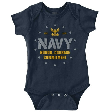 Est 1775 Navy Honor Courage Commit Romper Boys or Girls Infant Baby Brisco Brands NB
Est 1775 Navy Honor Courage Commit Romper Boys or Girls Infant Baby Brisco Brands NB