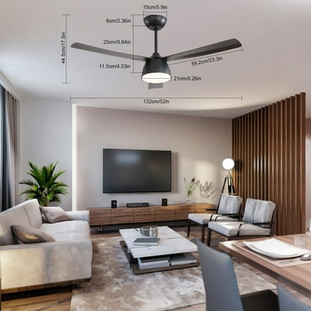 52inch LED Ceiling Fan Light with Remote Control 6 Speed Settings Timing Option
52inch LED Ceiling Fan Light with Remote Control 6 Speed Settings Timing Option