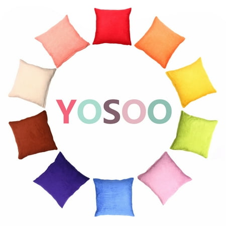 Yosoo Pillow Cases, Pillow Protector, 1pc/2Pcs Soft Suede Nap Decorative Square Throw Pillow Covers Set Cushion Case for Sofa Bedroom Car 18 x 18 Inch 45 x 45cm (Pillow is not included) - Orange
