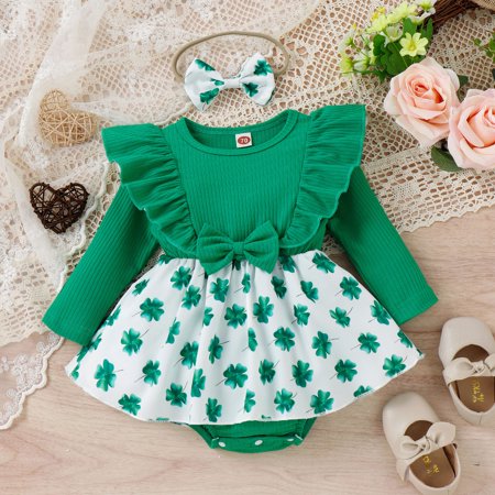 NIUREDLTD Girls St. Patric.k s Day Long Sleeve Floral Printed Ruffles Romper Bodysuits Headbands Set
NIUREDLTD Girls St. Patric.k s Day Long Sleeve Floral Printed Ruffles Romper Bodysuits Headbands Set
