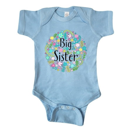 Inktastic Big Sister with Flower Circle Gift Baby Boy or Baby Girl Bodysuit