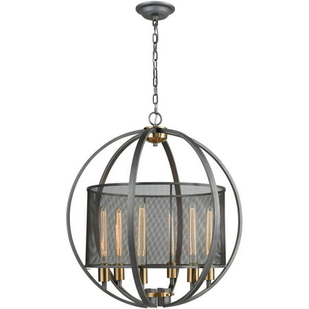 Pendants 6 Light Fixtures With Weared Zinc and Satin Brass Finish Metal/Glass Material Medium Bulb 24
Pendants 6 Light Fixtures With Weared Zinc and Satin Brass Finish Metal/Glass Material Medium Bulb 24