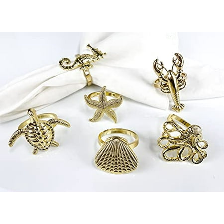 Fennco Styles Coastal Sea Creatures Metal Napkin Rings Set of 6 - Gold Nautical Sea Life Napkin Holders for Home Décor Dining Table Banquets Family Gathering and Special Occasions
Fennco Styles Coastal Sea Creatures Metal Napkin Rings Set of 6 - Gold Nautical Sea Life Napkin Holders for Home Décor Dining Table Banquets Family Gathering and Special Occasions