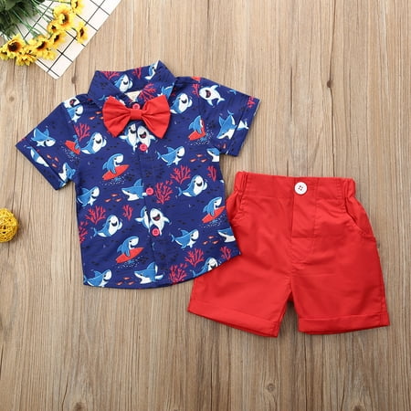 Spring hue Baby Boy s Summer Outfit Sets Short Sleeve Shark Print Button Down Shirt Top + Red Shorts
Spring hue Baby Boy s Summer Outfit Sets Short Sleeve Shark Print Button Down Shirt Top + Red Shorts