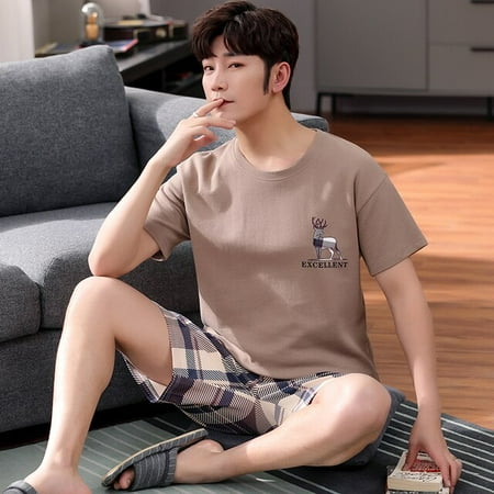 QWZNDZGR Summer New Knitted Cotton Short Sleeve Men Pajamas Sets Male Pajama Set Letter Pajama For Men Sleepwear Suit Homewear Size XXXXL
QWZNDZGR Summer New Knitted Cotton Short Sleeve Men Pajamas Sets Male Pajama Set Letter Pajama For Men Sleepwear Suit Homewear Size XXXXL