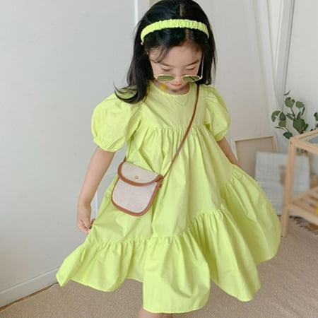 Bullpiano Girls Summer Solid Color Round Neck Short-Sleeved Large Skirt Dress Casual Simple Loose Kid Dress Clothes
Bullpiano Girls Summer Solid Color Round Neck Short-Sleeved Large Skirt Dress Casual Simple Loose Kid Dress Clothes