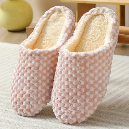 

wofedyo slippers for women 2022 New Polka Dot Mute Japanese Indoor Slippers Wooden Floor Home Non Slip Couple Men And Women Plus Size Cotton Slippers house slippers for women