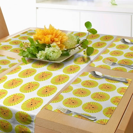 Animals Table Runner & Placemats Print of Concept Circus Lion Motifs Themed Design Set for Dining Table Decor Placemat 4 pcs + Runner 14 x90 Pale Orange Yellow by Ambesonne
Animals Table Runner & Placemats Print of Concept Circus Lion Motifs Themed Design Set for Dining Table Decor Placemat 4 pcs + Runner 14 x90 Pale Orange Yellow by Ambesonne