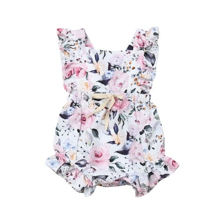 Gwiyeopda Newborn Kids Baby Girl Clothes Sleeveless Romper Ruffle Cotton Outfits