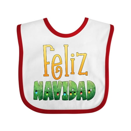 Inktastic Feliz Navidad- Christmas Tree Lights Gift Baby Boy or Baby Girl Bib