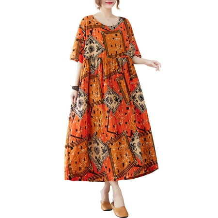 OWSOO Women Loose Dress with Pockets Vintage Printed Half Sleeve Casual Holiday Beach Dress
OWSOO Women Loose Dress with Pockets Vintage Printed Half Sleeve Casual Holiday Beach Dress