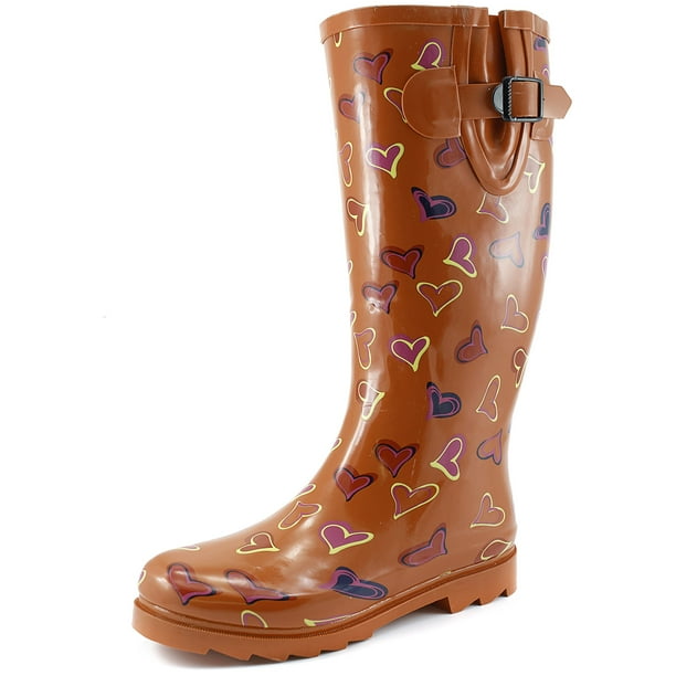 Dailyshoes Women's Rain Booties Waterproof Knee High Mid Calf Tall Western Cowboy Outdoor Garden Work Winter Snow Boots Warm Fashion Buckle Puddles