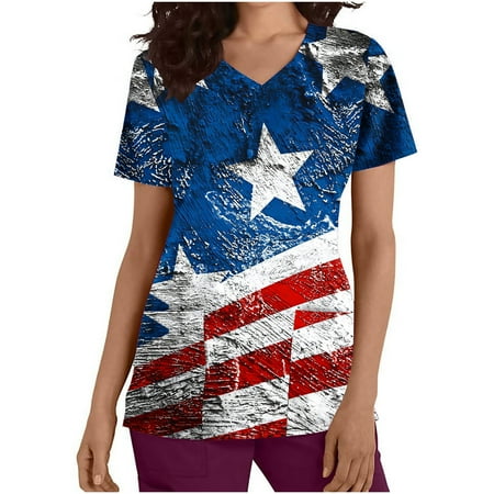 Scrub Tops Women Loose Stretchy Printed Plus Size Working Uniform Blouse Summer Short Sleeve Independence Day Cute Tees
Scrub Tops Women Loose Stretchy Printed Plus Size Working Uniform Blouse Summer Short Sleeve Independence Day Cute Tees
