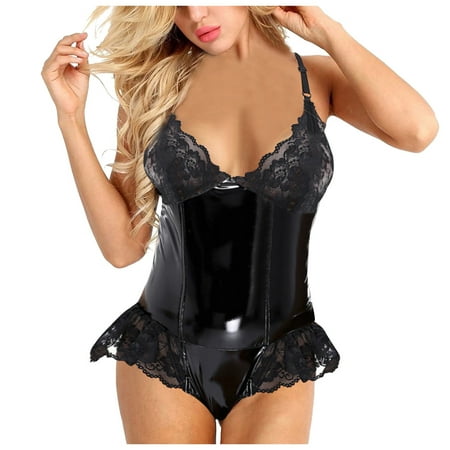 Ykohkofe Women Fashion Sexy Mesh PU Lether Lingerie Lace Edge Bodysuit Lingerie Set Underwear
Ykohkofe Women Fashion Sexy Mesh PU Lether Lingerie Lace Edge Bodysuit Lingerie Set Underwear