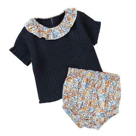 Baby Girls Outfit Sets Cute Set Knit Sweater Outfit Floral Short Sleeve T Shirt Tops And Shorts Set 2 Piece Sizes 6-9 Months
Baby Girls Outfit Sets Cute Set Knit Sweater Outfit Floral Short Sleeve T Shirt Tops And Shorts Set 2 Piece Sizes 6-9 Months