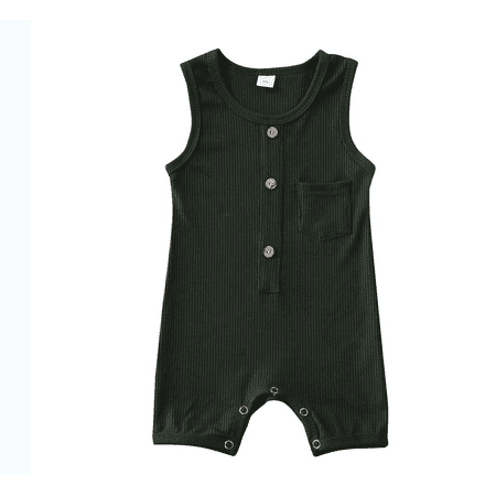 Franhais Baby Summer Romper Solid Color Sleeveless Round Neck Button Closure Ribbed Jumpsuit
Franhais Baby Summer Romper Solid Color Sleeveless Round Neck Button Closure Ribbed Jumpsuit