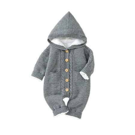 Glookwis Newborn Buttons Fleece Romper Loose Winter Outwear Outfits Solid Color Casual Hooded Jumpsuit Long Sleeve Thicken Grey 62cm
Glookwis Newborn Buttons Fleece Romper Loose Winter Outwear Outfits Solid Color Casual Hooded Jumpsuit Long Sleeve Thicken Grey 62cm