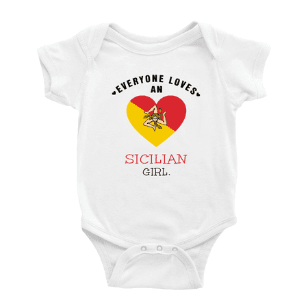 Everyone Loves an Sicilian Girl Cute Baby Bodysuits Newborn Clothes (White 12-18 Months)
Everyone Loves an Sicilian Girl Cute Baby Bodysuits Newborn Clothes (White 12-18 Months)
