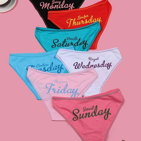7 Pcs Women‘s One Week Colorful Cotton Bikini Panties Soft & Breathable Print Bikini Briefs Women‘s Underwear & Lingerie
