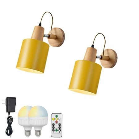 FSLiving Battery Opertaed Wall Sconce Wireless Remote Control Lamp Rechargeable Stepless Dimming LED Bulb Macaron Yellow Color Wall Light Fixture Nightstand Lamp for Reading Dorm Stairways - Set of 2
FSLiving Battery Opertaed Wall Sconce Wireless Remote Control Lamp Rechargeable Stepless Dimming LED Bulb Macaron Yellow Color Wall Light Fixture Nightstand Lamp for Reading Dorm Stairways - Set of 2