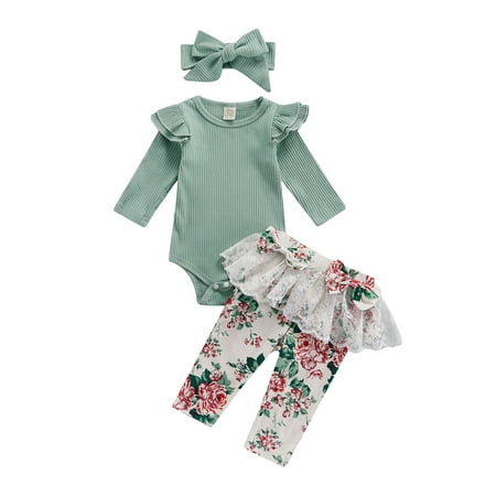 BrilliantMe 3Pcs Baby Girl Romper Set Long Sleeve Buttoned Crotch Solid Color Romper Yarn Skirt Floral Long Pants Headband Green 0-3 Months
BrilliantMe 3Pcs Baby Girl Romper Set Long Sleeve Buttoned Crotch Solid Color Romper Yarn Skirt Floral Long Pants Headband Green 0-3 Months