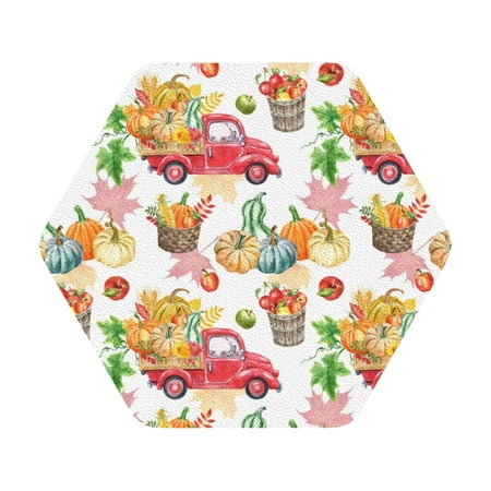Giroia Fall harvest truck pumpkin Coasters Leather Coasters Set of 6 Coaster for Drinks Hexagon
Giroia Fall harvest truck pumpkin Coasters Leather Coasters Set of 6 Coaster for Drinks Hexagon