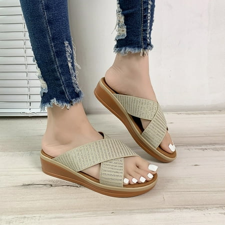 ZHELIYO Women s sandals Ladies Fashion Summer Color Blocking Fabric Open Toe Sloping Heel Sandals Beige 6.5
ZHELIYO Women s sandals Ladies Fashion Summer Color Blocking Fabric Open Toe Sloping Heel Sandals Beige 6.5