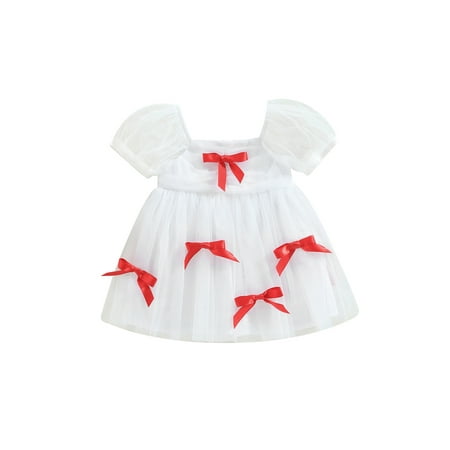 Infant Baby Girl Tulle Dress Square Neck Puff Short Sleeve Dress Bowknot High Waist A-line Dress
Infant Baby Girl Tulle Dress Square Neck Puff Short Sleeve Dress Bowknot High Waist A-line Dress