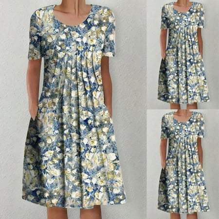 YANHOO Women s Round Neck Fashion Casual Floral Print Short Sleeve Pocket Midi Dresses for Women 2023
YANHOO Women s Round Neck Fashion Casual Floral Print Short Sleeve Pocket Midi Dresses for Women 2023