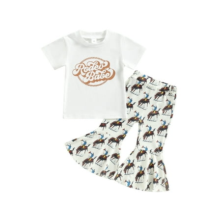 Arvbitana Toddler Girl Clothes Bell Bottom Outfit 6M 12M 18M 24M 3T 4T Letter Print Short Sleeve T-Shirt Top Cow Print Flare Pants Set 2Pcs
Arvbitana Toddler Girl Clothes Bell Bottom Outfit 6M 12M 18M 24M 3T 4T Letter Print Short Sleeve T-Shirt Top Cow Print Flare Pants Set 2Pcs