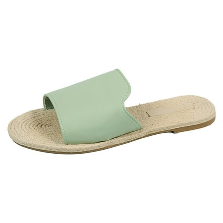 ZHAGHMIN Summer Women S Flip Flops Pu Leather Outdoor Straw Bottom Beach Slides Non-Slip Sweet Sandals Business Casual Flat Slippers Green Size6.5
ZHAGHMIN Summer Women S Flip Flops Pu Leather Outdoor Straw Bottom Beach Slides Non-Slip Sweet Sandals Business Casual Flat Slippers Green Size6.5