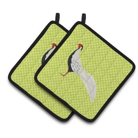 Caroline s Treasures Silver Pheasant Green Pair of Pot Holders