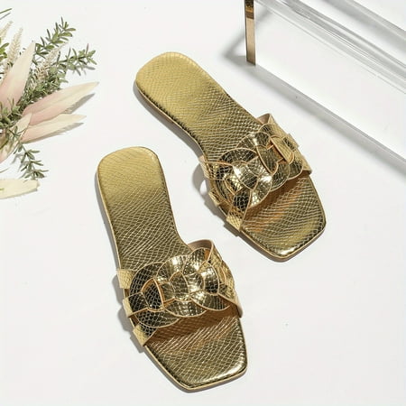 Women s Solid Color Braided Sandals Slip On Non-slip Flat Casual Slides Shoes Glitter Comfy Beach Shoes
Women s Solid Color Braided Sandals Slip On Non-slip Flat Casual Slides Shoes Glitter Comfy Beach Shoes