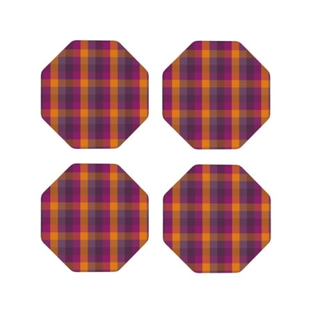 Fuzoiu Orange and Purple Plaid Print Leather Coasters Set Drink Coasters Set of 4 for Tabletop Protection Durable PVC Coasters Home Décor and Housewarming Gift-Octagon
Fuzoiu Orange and Purple Plaid Print Leather Coasters Set Drink Coasters Set of 4 for Tabletop Protection Durable PVC Coasters Home Décor and Housewarming Gift-Octagon