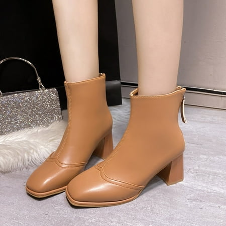 Fashion Women Solid Color Autumn Thick Sole Square Heels Zipper Short Booties Round Toe Shoes
Fashion Women Solid Color Autumn Thick Sole Square Heels Zipper Short Booties Round Toe Shoes