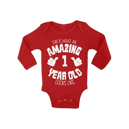 

Awkward Styles 1st Birthday Bodysuit It s My First B-day Baby Romper Girls Boys This is What an Amazing 1 Year Old Looks Like