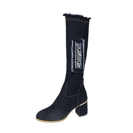 Lyinloo Women s British Style Skinny Tall High-Heeled Fabric Stretch Fashion Casual Boots Blue 36
Lyinloo Women s British Style Skinny Tall High-Heeled Fabric Stretch Fashion Casual Boots Blue 36