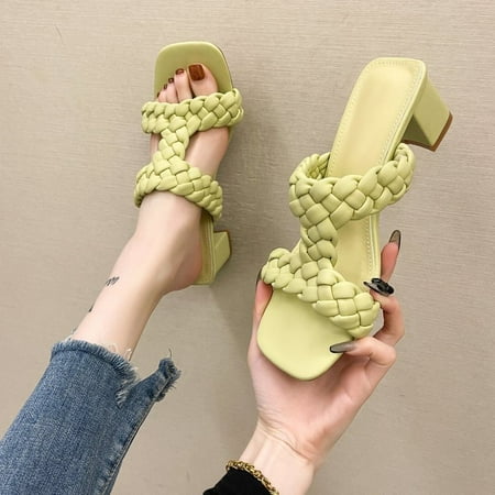 Women s Braided High Heel Sandals Open Back Square Open Toe Lace-Up Slip-On Slippers green 39
Women s Braided High Heel Sandals Open Back Square Open Toe Lace-Up Slip-On Slippers green 39