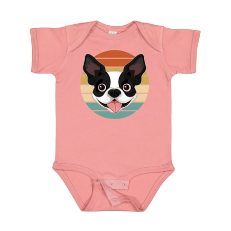 Inktastic Boston Terrier Dog Retro Sunset Gift Baby Boy or Baby Girl Bodysuit