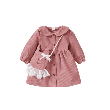 Mikrdoo Baby Girls Dress Doll Collar Pure Color Long Sleeve Winter Dress With A Rabbit Satchel Pink 9-12 Months
Mikrdoo Baby Girls Dress Doll Collar Pure Color Long Sleeve Winter Dress With A Rabbit Satchel Pink 9-12 Months