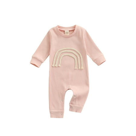 Luckinbaby Infant Long Sleeve Romper Rainbow Pattern Long Sleeve Jumpsui