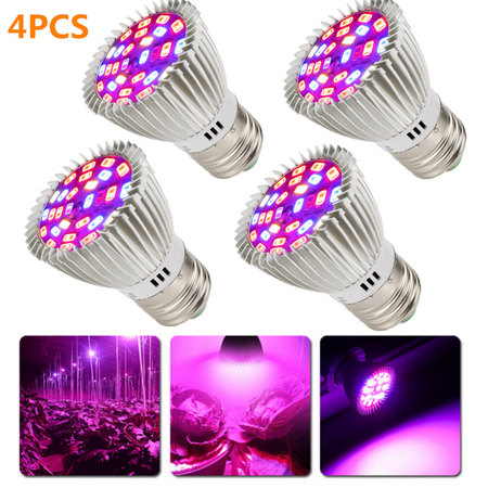 

(1/2/4 Pack) 28W Full Spectrum E26 E27 LEDs Grow Light Bulbs for Hydroponics Greenhouse Organic Indoor Plants Grow Lamp Plant Light Bulb