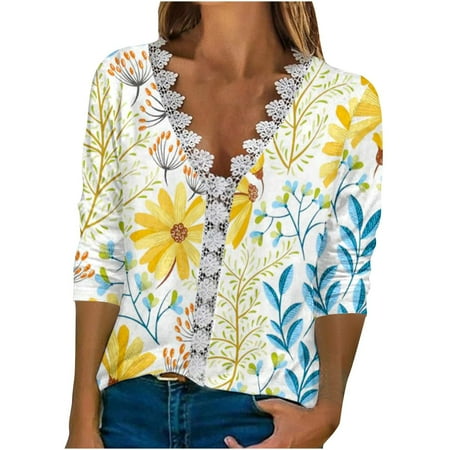 QIPOPIQ Clearance Sweatshirts for Women Fashion T Shirts Floral Printed Lace Three Quarter Sleeve V Neck Casual Tops
QIPOPIQ Clearance Sweatshirts for Women Fashion T Shirts Floral Printed Lace Three Quarter Sleeve V Neck Casual Tops