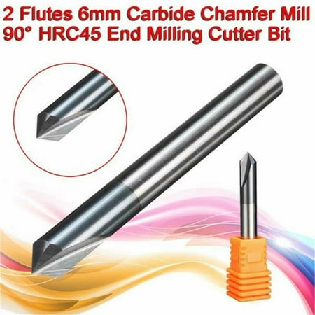 TENCE 6mm Chamfering Cutter End Mill 90° 2 Flute HRC45 Carbide Tool Tungsten Steel