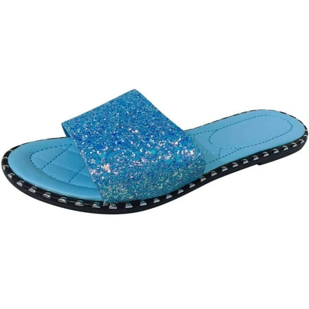 Lyinloo Womens Glitter Bling Fancy Slide Flat Low Wedge Casual Fashion Sandals Shoes Blue 42
Lyinloo Womens Glitter Bling Fancy Slide Flat Low Wedge Casual Fashion Sandals Shoes Blue 42